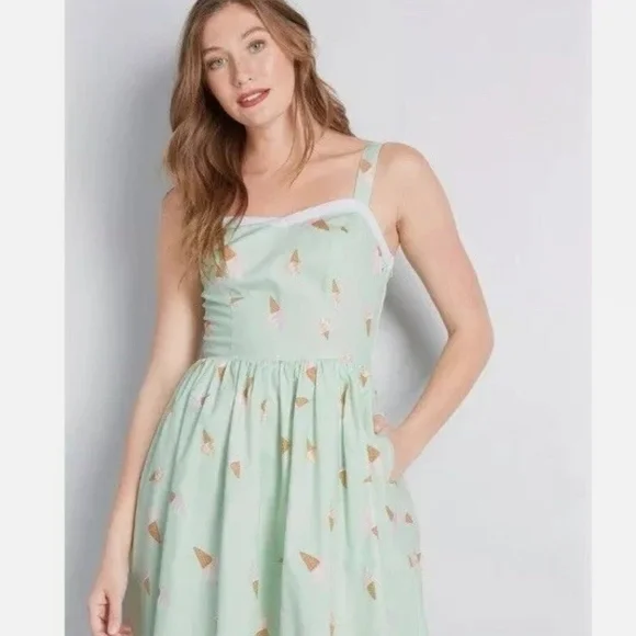 Modcloth | Dresses | Modcloth Mint Green Dress With Ice Cream Cones |  Poshmark